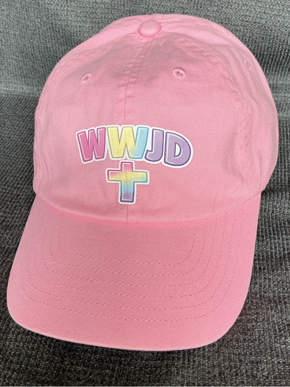 WWJD Hat KC Hats – Pink Christian Faith Cap with Custom WWJD & Cross GraphicNWOT